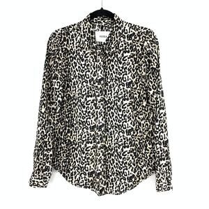 Pistola Women's Size XS Leopard Print Elle Baby Snap Front Shirt Long Sleeve